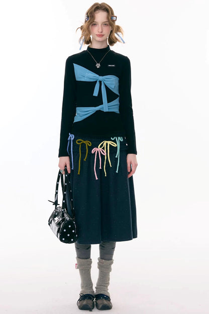 ラッフルドマルチカラーリボンスカート