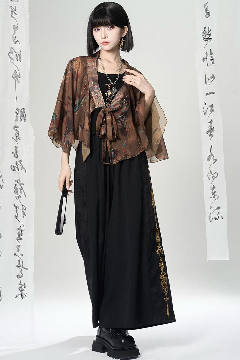 Lagenlook-Set mit weiter Hose im China-Stil