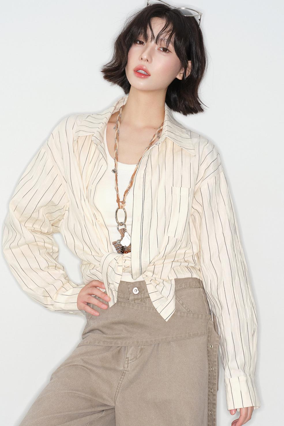 Gravity striped cotton blouse