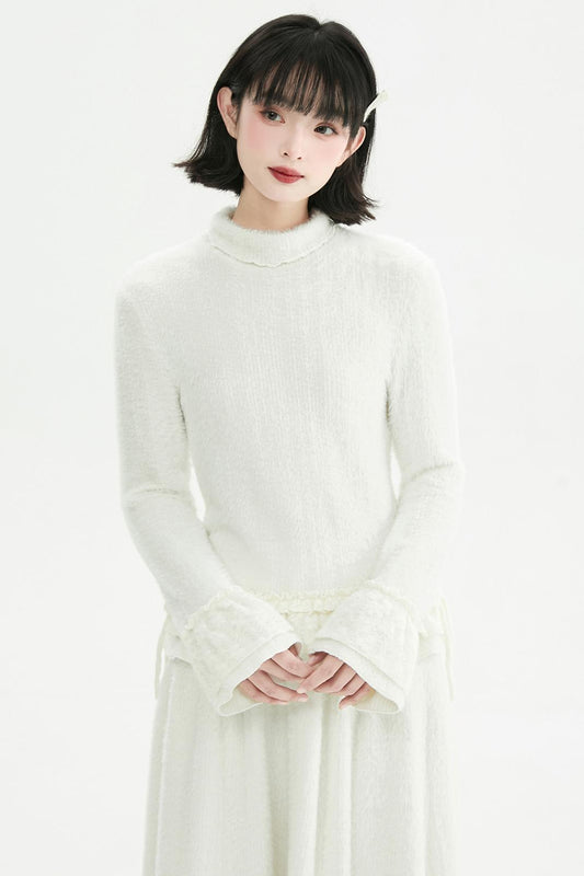 Milky White Lace Knit Top