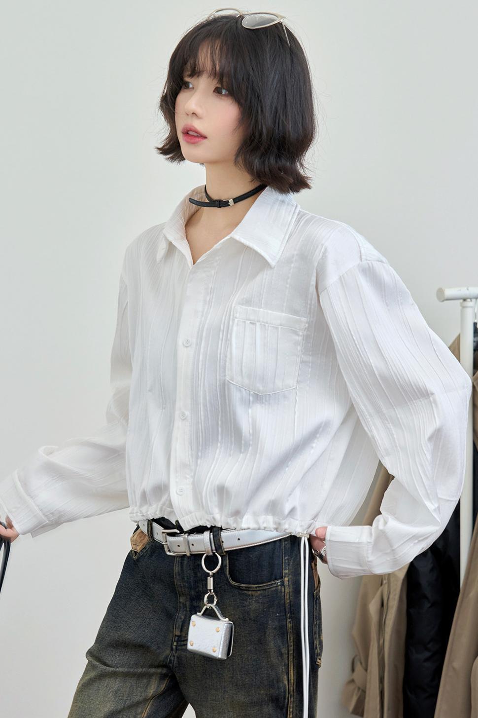 Gravity Textured Drawstring Top