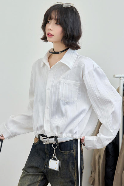 Gravity Textured Drawstring Top