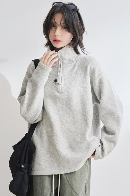 Stand Neck Knit Sweater