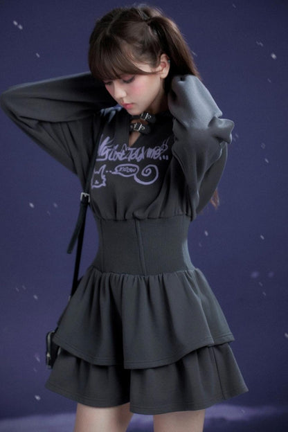 Casual Hooded Sweatdress