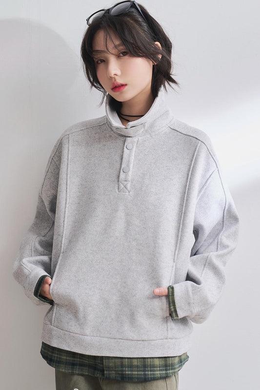 Shirt Hem Layered Style Sweatshirt