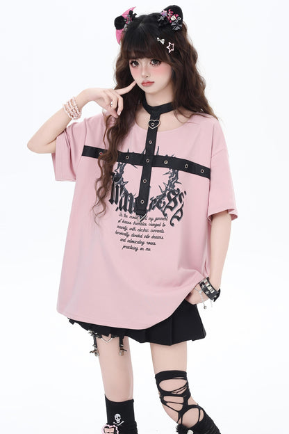 Summer Leather Button T-Shirt