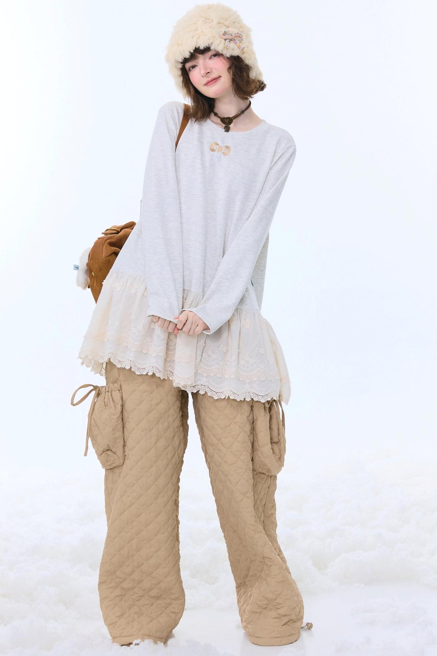 Retro Casual Lace Ribbon Top