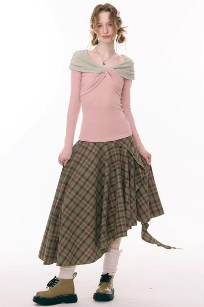 アシンメトリカルチェックスカート