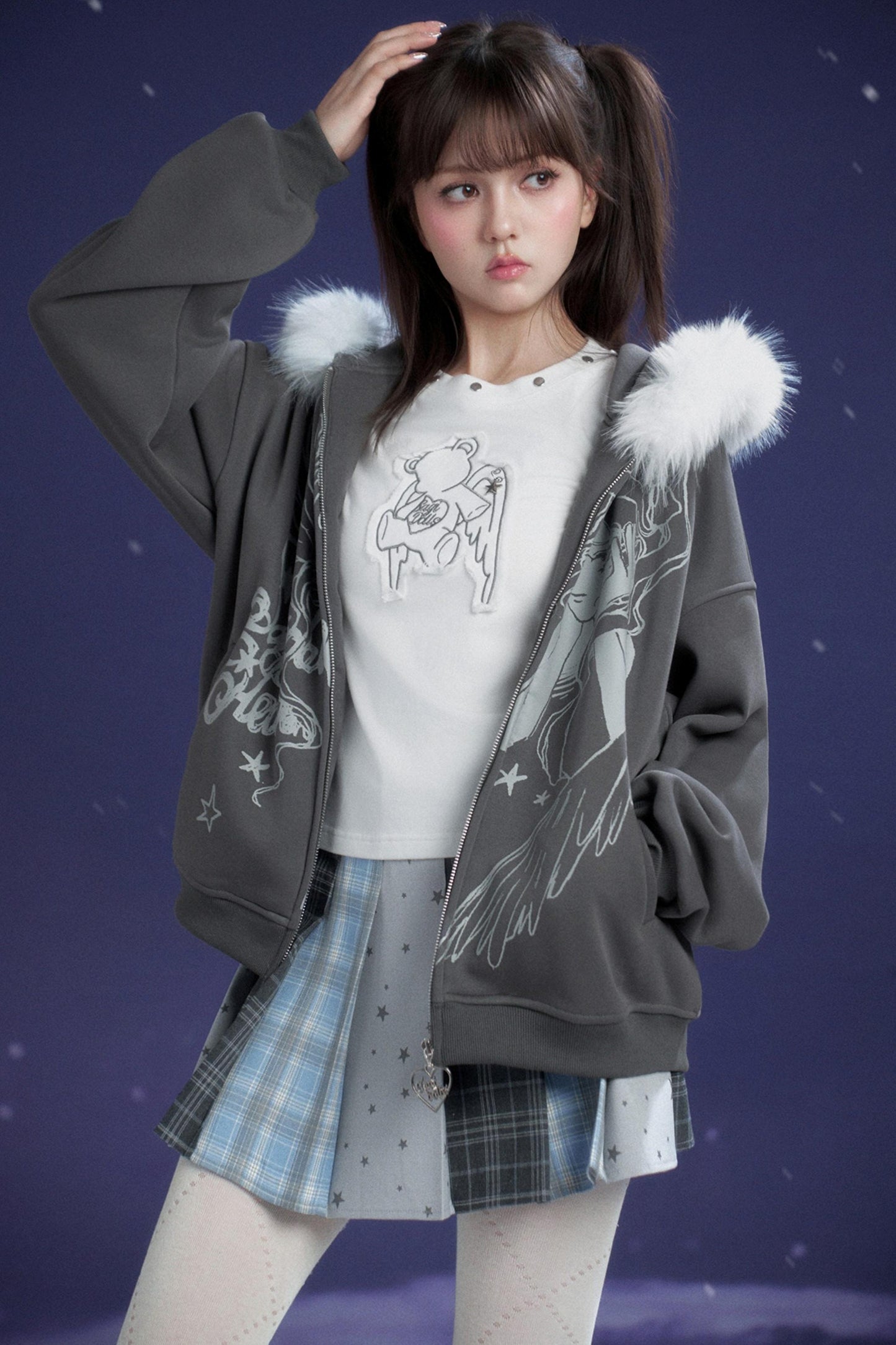 check star pleated skirt