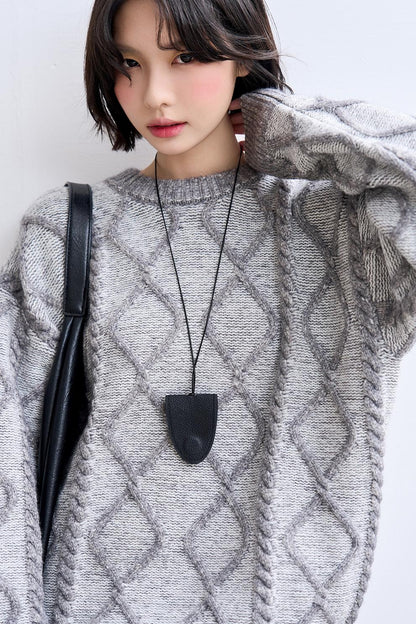 レトロダイヤモンドニットスウェット