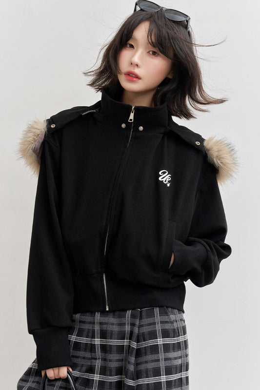 ファーカラールフードジャケット