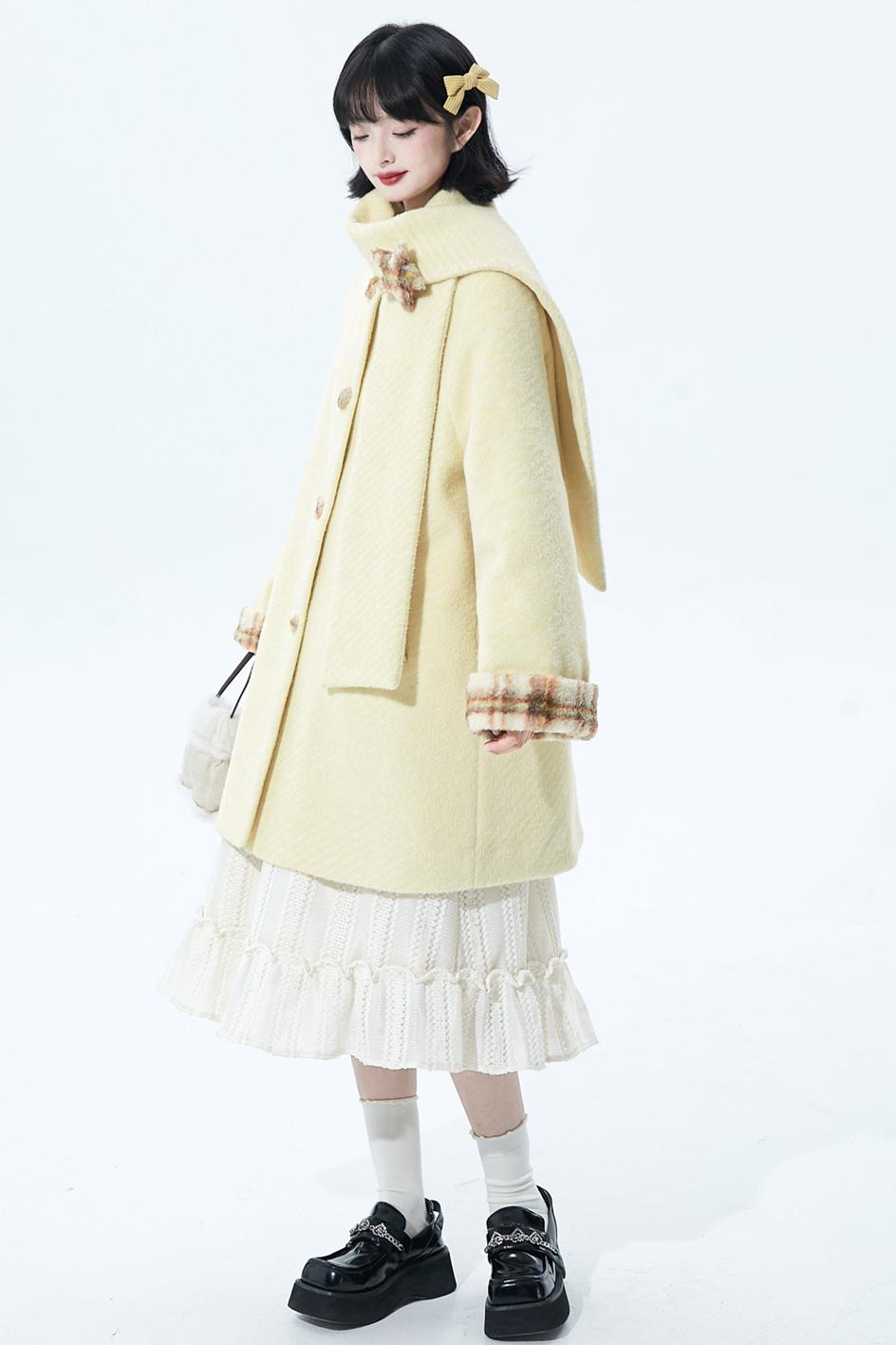 デタッチャブルプラッシュウールコート