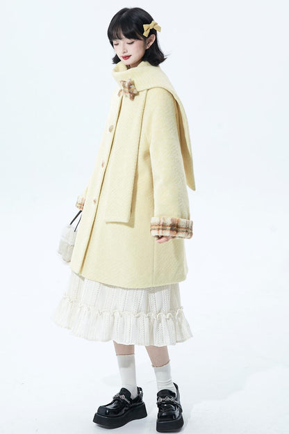 デタッチャブルプラッシュウールコート