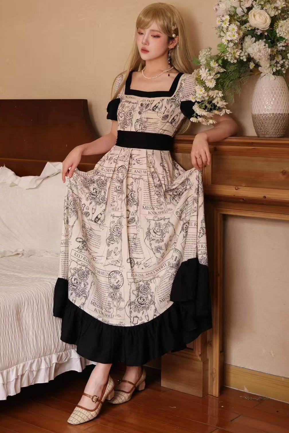 Rose Print Classical Dress