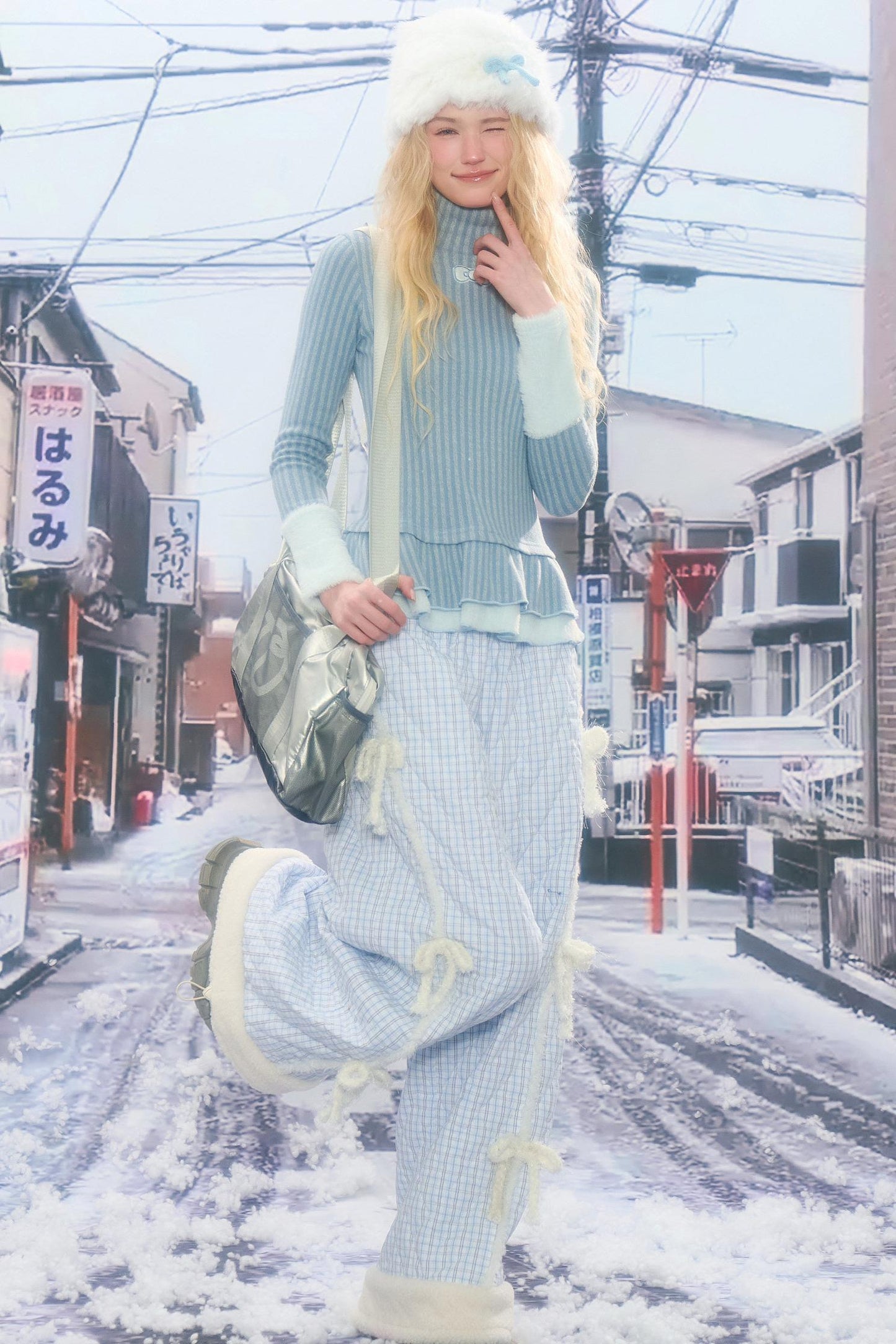 One-point Bow Peplum Top