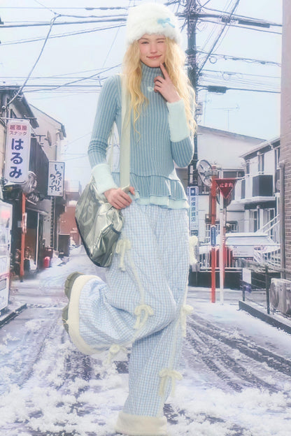 One-point Bow Peplum Top