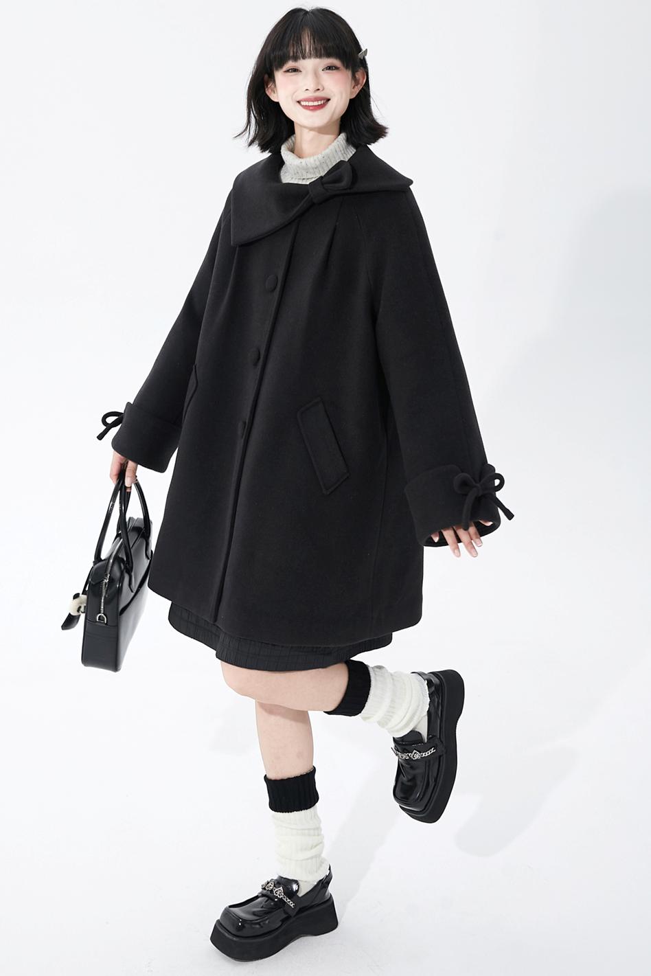 インクダイアシンメトリーウールコート