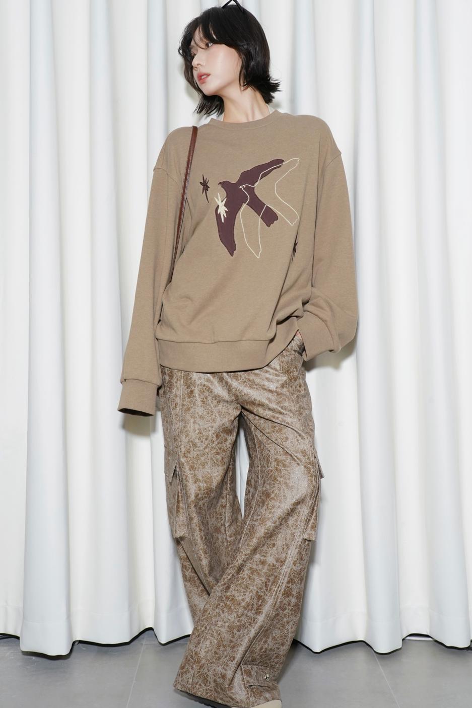 エンブロイダリーロングスリーブニットスウェット