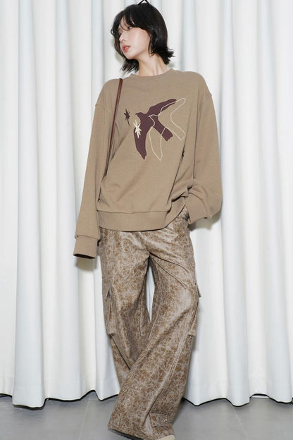 エンブロイダリーロングスリーブニットスウェット