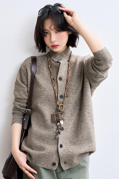 Wool-blend knit cardigan