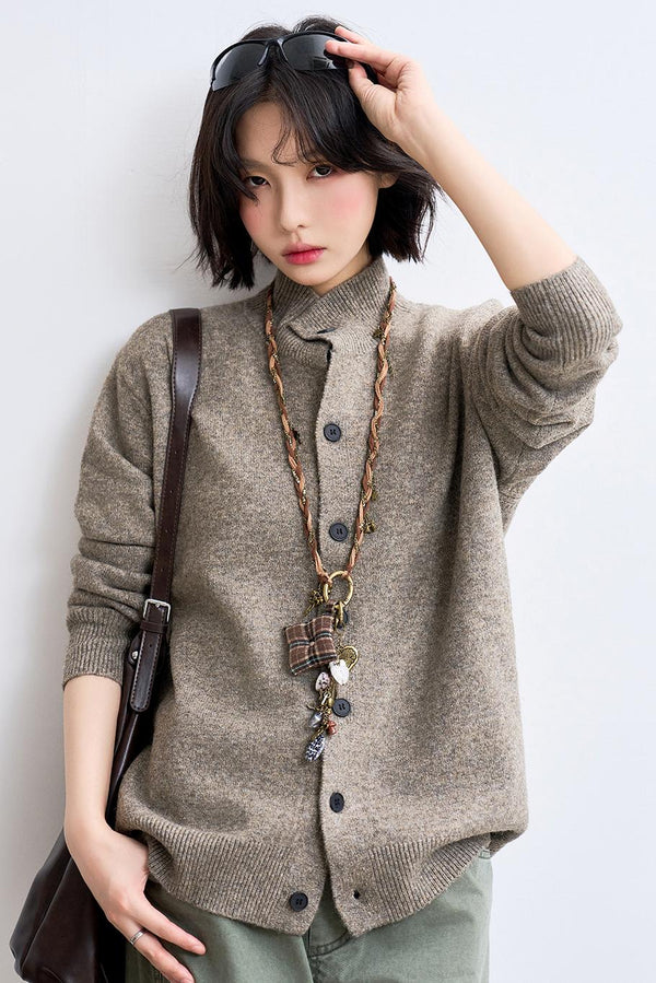 Wool-blend knit cardigan