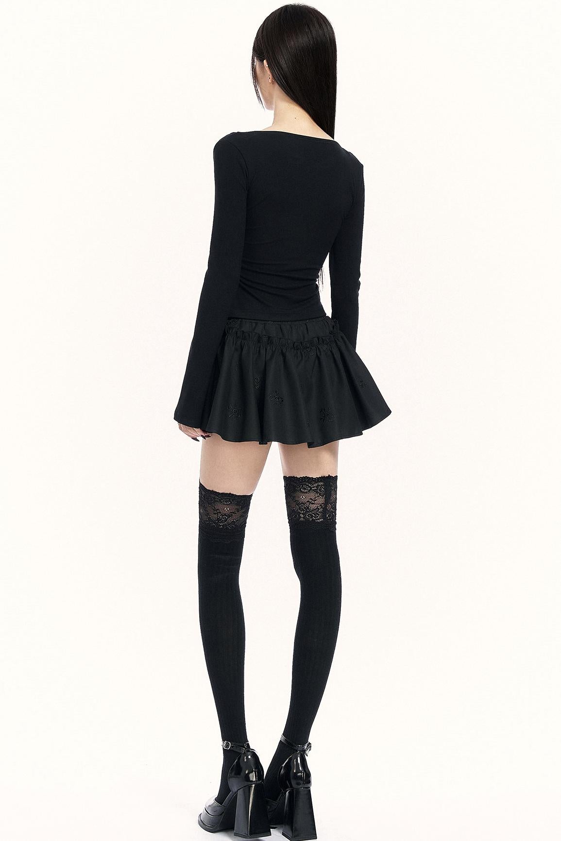 レースドレープドカラートップス