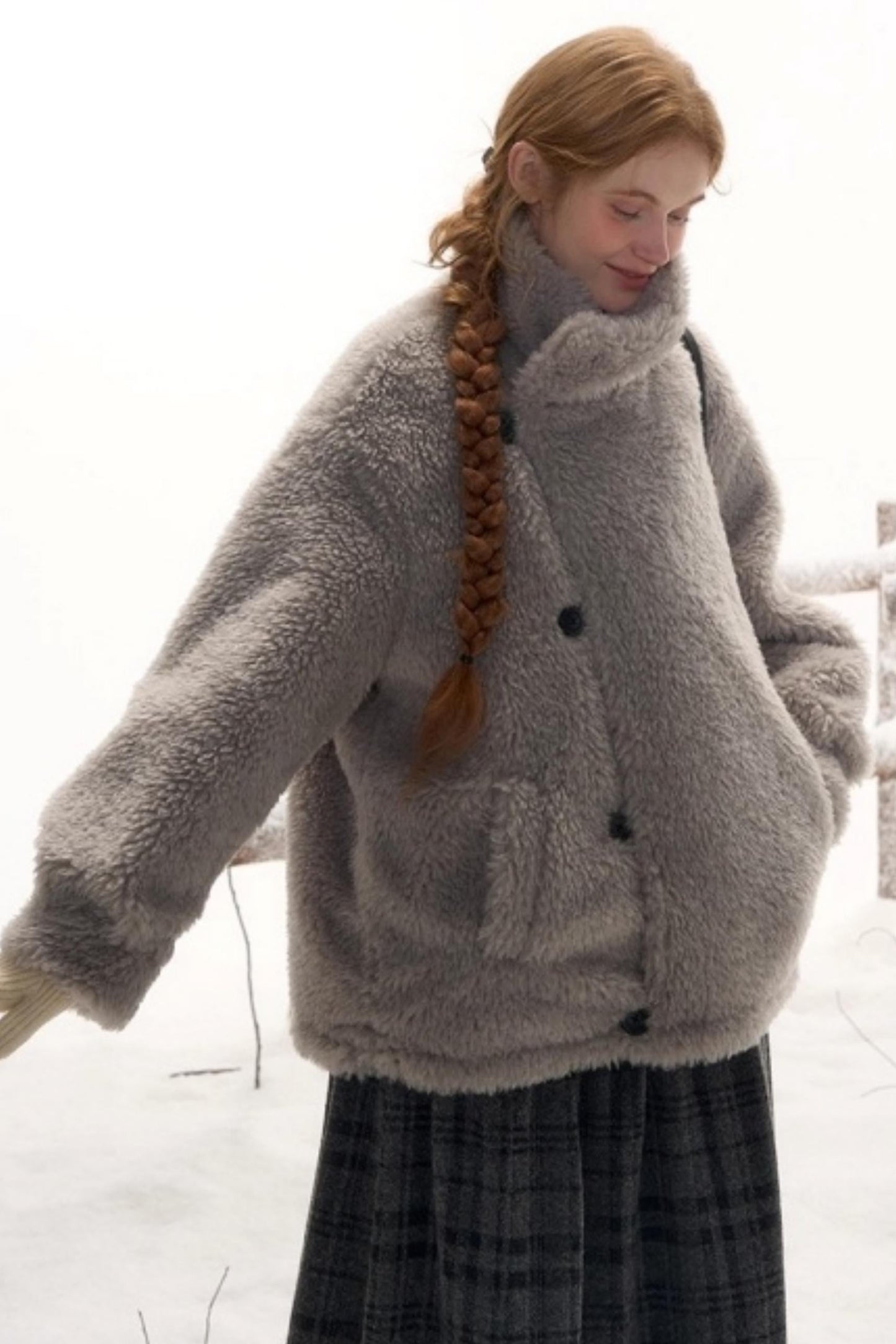 リバーシブルチェックルーズコート