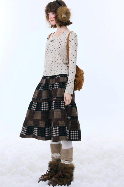 ポルカドットチェーンニットトップ