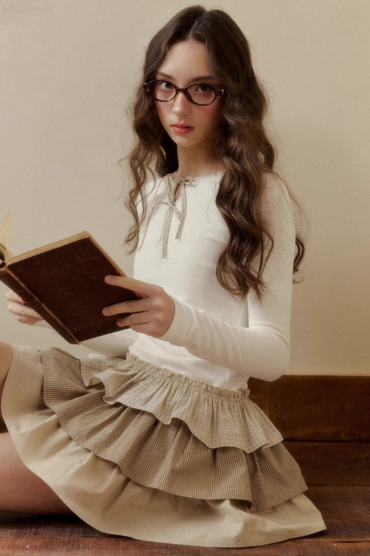 レトロチェックレイヤードドレス