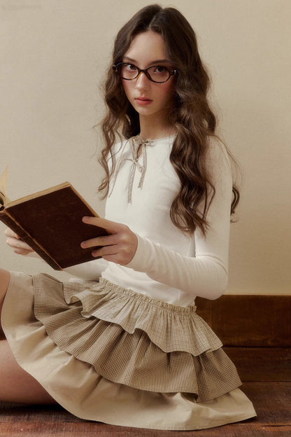 レトロチェックレイヤードドレス