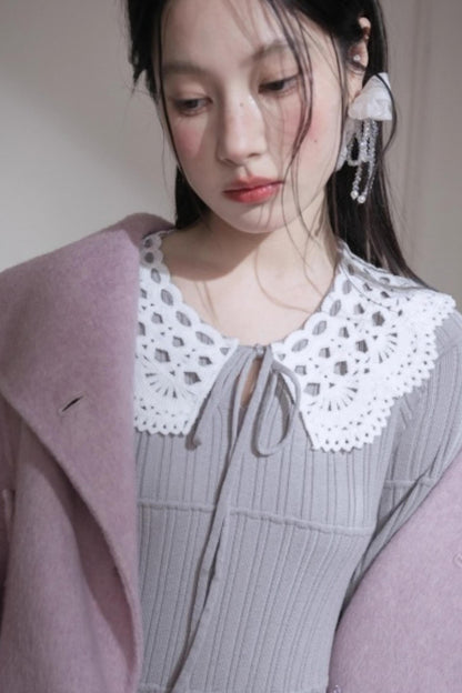 スーチュアンミストグレイフリルロングドレス