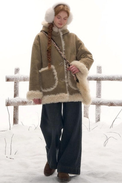 リバーシブルスエードファーコート