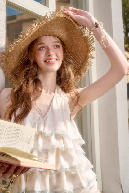 Lemon Floral Satin Lace Top + Skirt