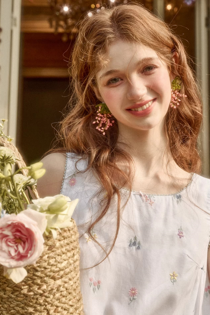 レトロフラワードレス+トップス+パンツ+カーテン+スカーフ