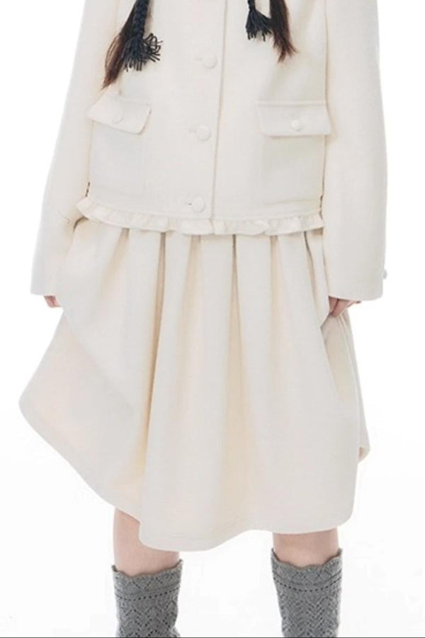 レトロトップス+プレッピープリーツスカート+スカーフ