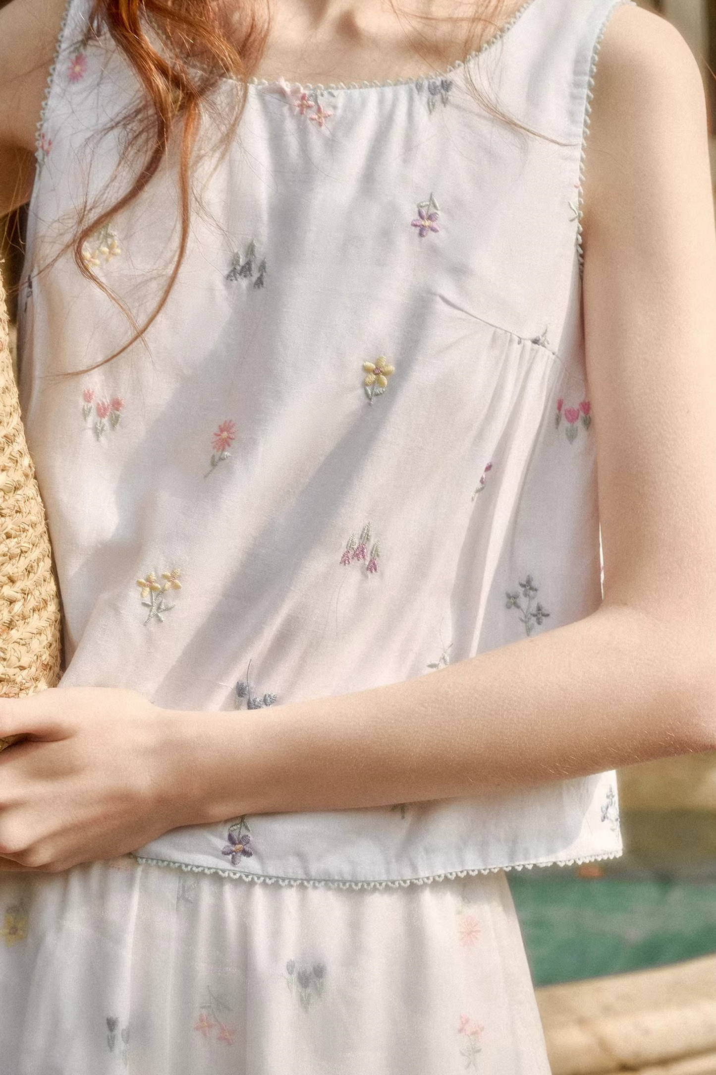 レトロフラワードレス+トップス+パンツ+カーテン+スカーフ