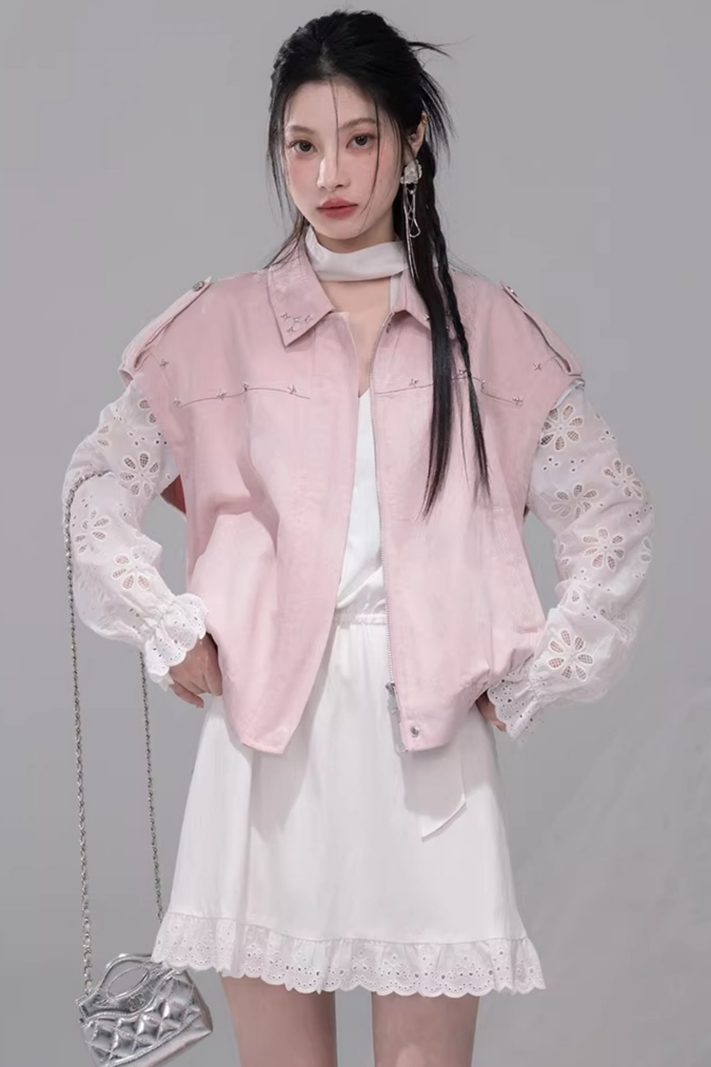 フォッグピンクデニムスタデッドベスト