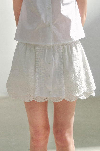 Pure White Embroidered Skirt
