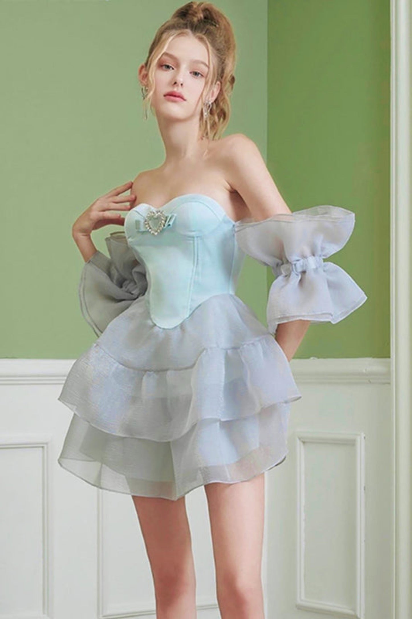 ブルーフェアリーフィッシュボーンチュチュドレス