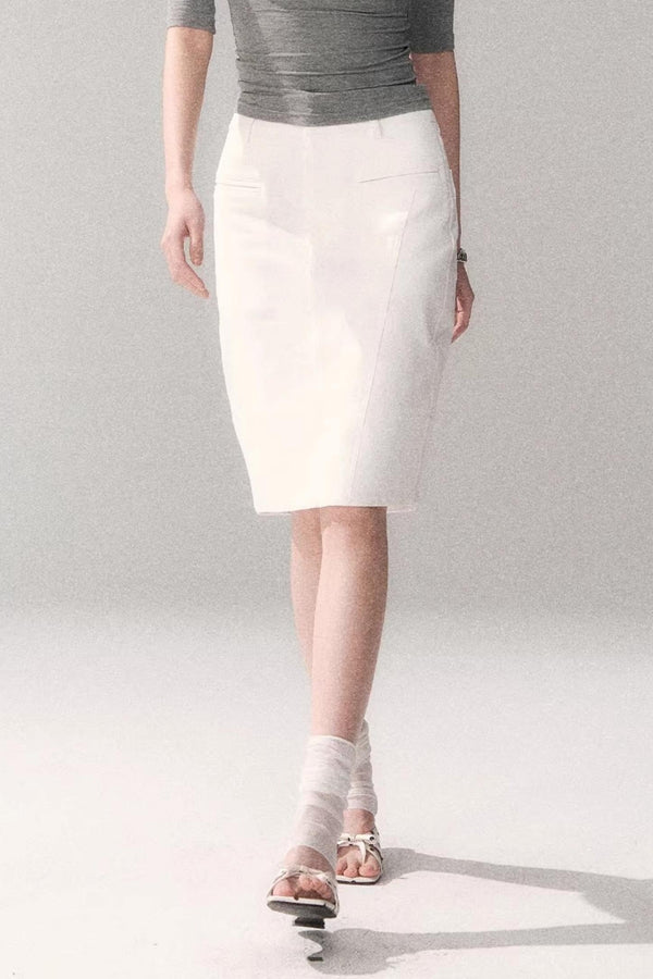 Washed Cotton Midi Skirt