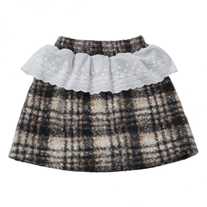 Plaid Skirt + Coat + Top + Leg Warmers