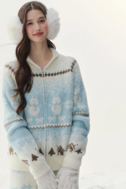 Island Fur Fair Isles Knit Top + Tight Knit Skirt