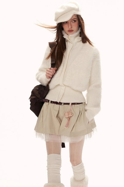 Winged Knit Turtleneck Sweater