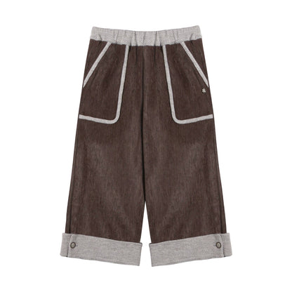 マルチポケットカジュアルロングパンツ+ロールアップワイドレッグミディアムパンツ