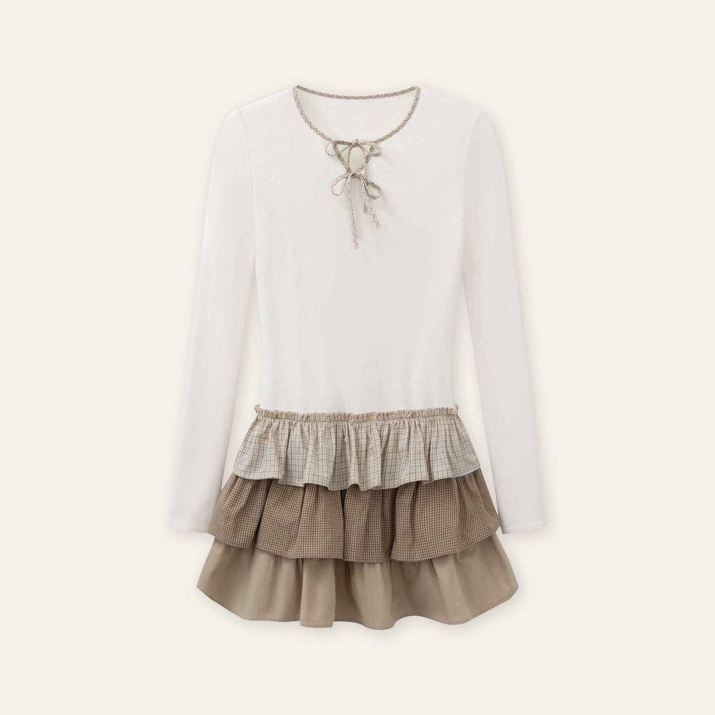 レトロチェックレイヤードドレス