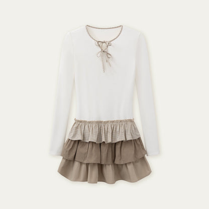 レトロチェックレイヤードドレス