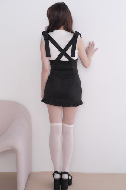 Lace Sleeve Suspender Dress Set