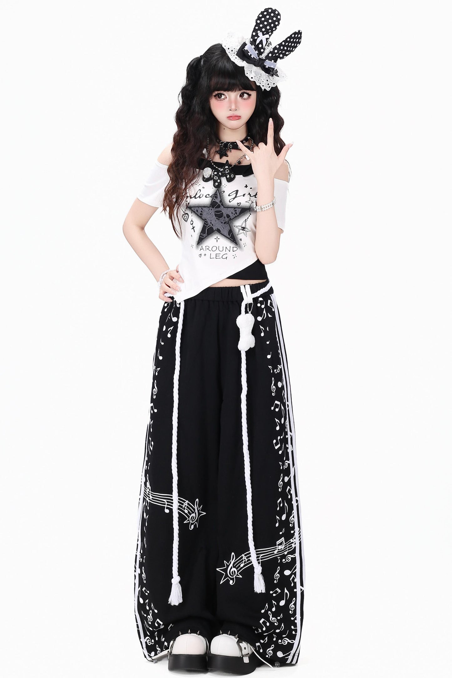 Retro Striped High-Waisted Pants