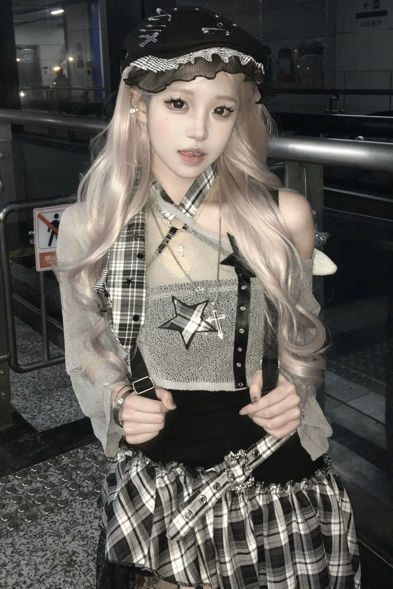 Bunny Ear Punk Plaid Beret