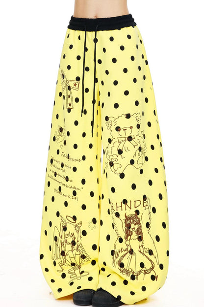 Anime Illustration Dot Wide Leg Pants